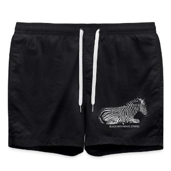 schwarz mit weißen Streifen - Badeshorts - Schwarz - Vorne - AI Model Male 185 light (185cm)