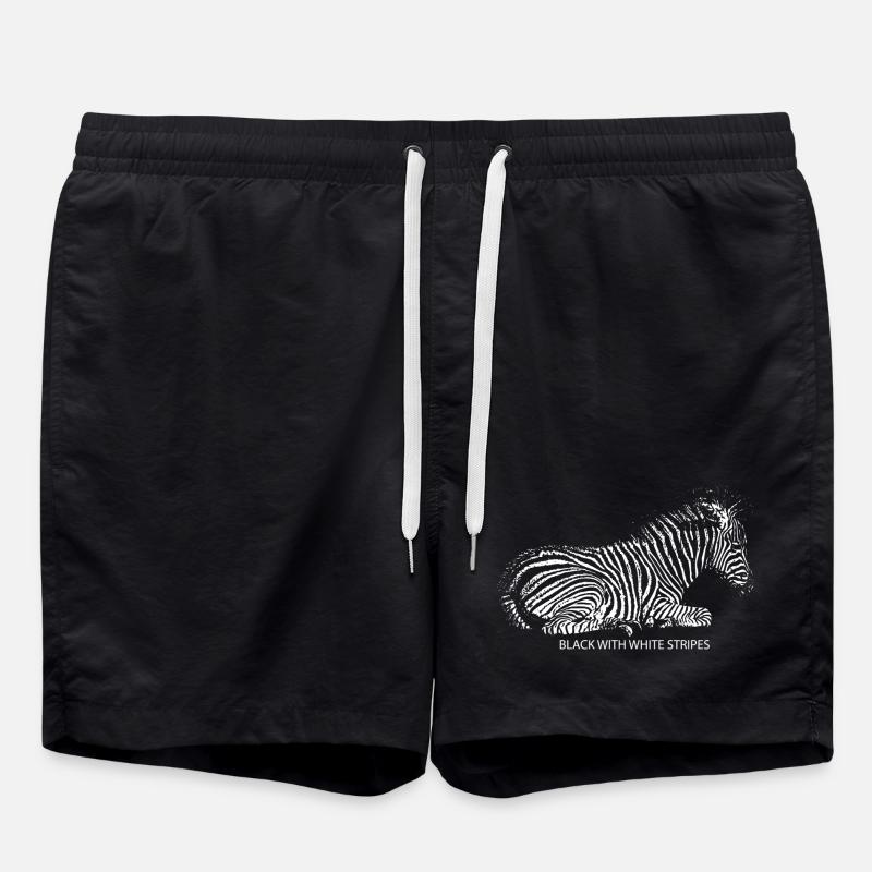Black With White Stripes - Swim Trunks - black
