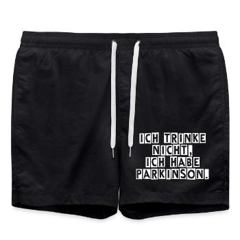 Ich trinke nicht, ich habe Parkinson. - Badeshorts - Schwarz - Vorne - AI Model Male 185 light (185cm)