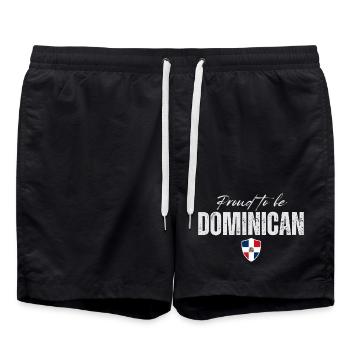 Stolzer Dominikaner, hergestellt in der Dominikanischen Republik - Badeshorts - Schwarz - Vorne - AI Model Male 185 light (185cm)