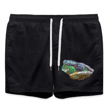 Bunte Chamäleon Illustration - Badeshorts - Schwarz - Vorne - AI Model Male 185 light (185cm)