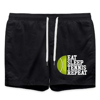 Eat Sleep Tennis Wiederholen Sie Tennis - Badeshorts - Schwarz - Vorne - AI Model Male 185 light (185cm)