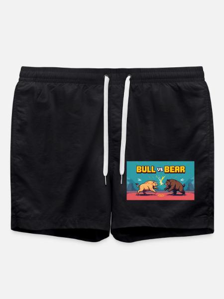 Pixel Art Bull vs Bear Battle - Swim Trunks - black