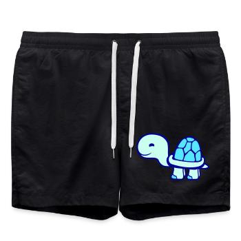 turtle cute smiling happy funny - Swim Trunks - black - Front - AI Model Male 185 light (185cm)