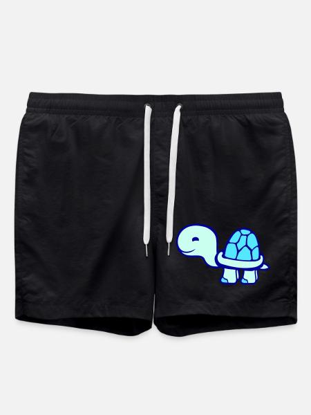 turtle cute smiling happy funny - Swim Trunks - black