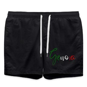 Amo Genoa, elegant minimalist design - Swim Trunks - black - Front - AI Model Male 185 light (185cm)