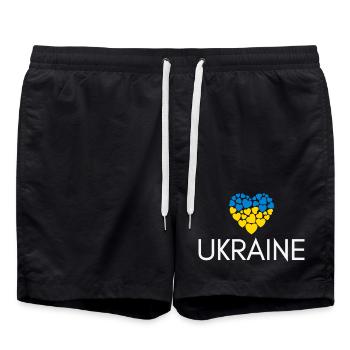 Cœur avec drapeau ukrainien, j’aime l’Ukraine - Short de bain - noir - Devant - AI Model Male 185 light (185cm)