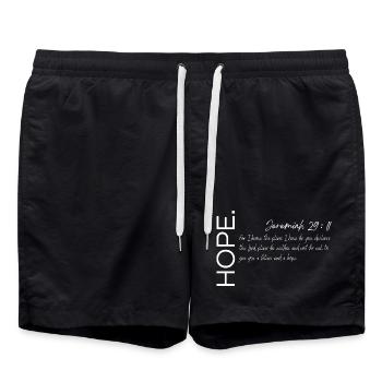 L’espoir - Jérémie 29:11 Conception chrétienne - Short de bain - noir - Devant - AI Model Male 185 light (185cm)