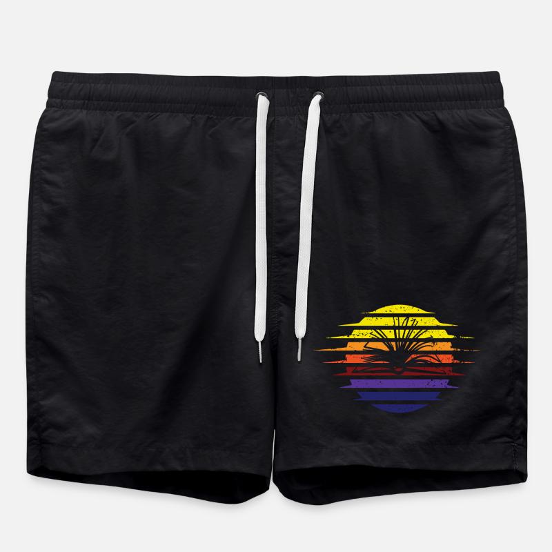 Ruban de soleil arc-en-ciel rétro - Short de bain - noir