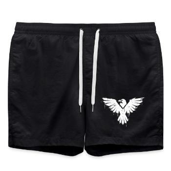 Graffiti d’oiseau noir et blanc - Short de bain - noir - Devant - AI Model Male 185 light (185cm)