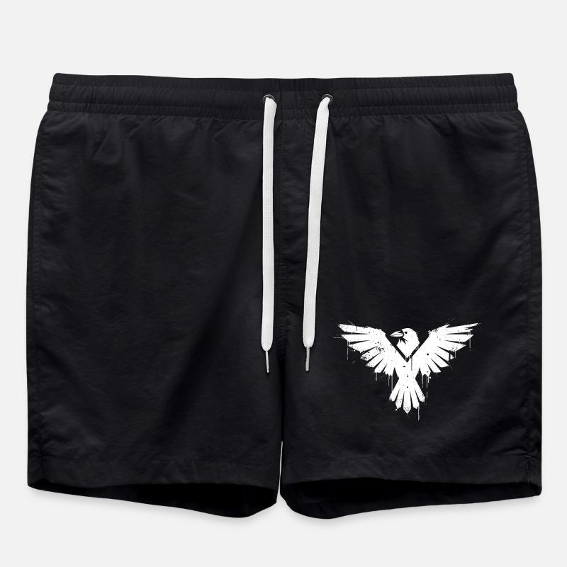 Schwarzweiß Vogelgraffiti - Badeshorts - Schwarz