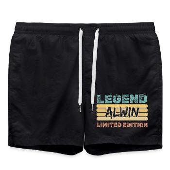 Gift for Alwin - Swim Trunks - black - Front - AI Model Male 185 light (185cm)