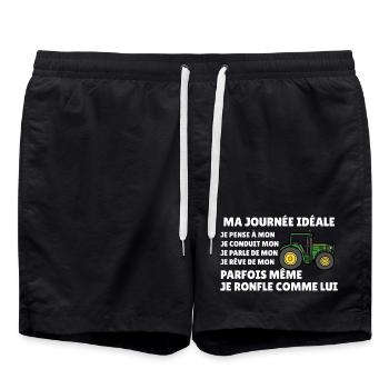 Farm tractor, farmer humor, peasant passion - Swim Trunks - black - Front - AI Model Male 185 light (185cm)