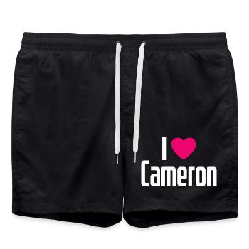 I Love Cameron Pink Heart I Love Cameron - Swim Trunks - black - Front - AI Model Male 185 light (185cm)