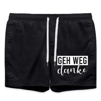 Geh weg danke - Badeshorts - Schwarz - Vorne - AI Model Male 185 light (185cm)
