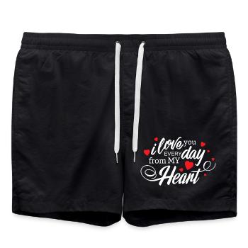 Ich liebe dich jeden Tag, mein Herz, ewige Liebe - Badeshorts - Schwarz - Vorne - AI Model Male 185 light (185cm)