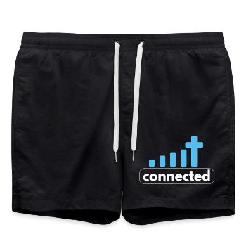 Connecté - Croix - Lien avec Dieu - Christian - Short de bain - noir - Devant - AI Model Male 185 light (185cm)