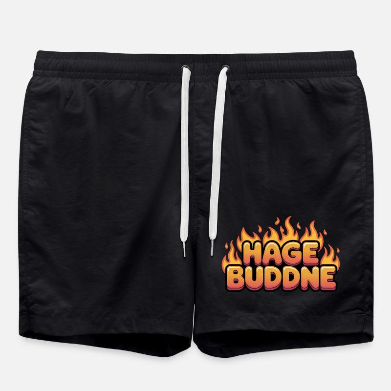 Hagebuddne – Lustige Deutsche Memes - Badeshorts - Schwarz