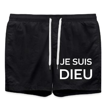 I am god - Swim Trunks - black - Front - AI Model Male 185 light (185cm)