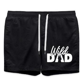 Wild Dad Fatherhood Adventure Silhouette - Swim Trunks - black - Front - AI Model Male 185 light (185cm)