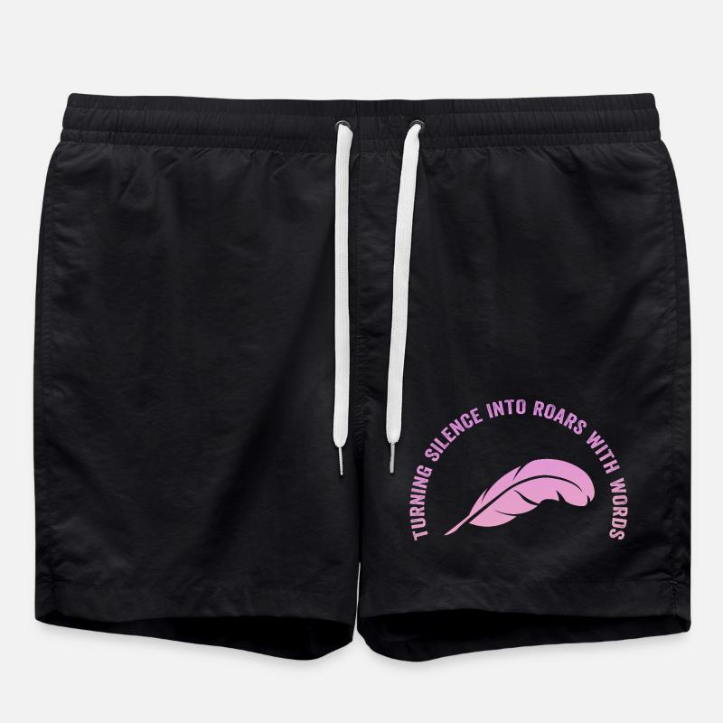 Wortfeder: Silence becomes a way - Swim Trunks - black