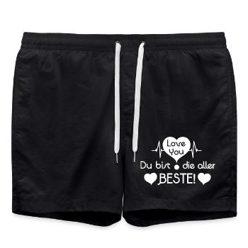 Je t’aime, tu es le meilleur ! - Blanc - Short de bain - noir - Devant - AI Model Male 185 light (185cm)