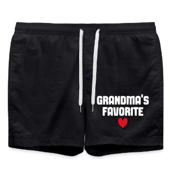 Grandma’s Favorite Cute Heart Typography - Swim Trunks - black - Front - AI Model Male 185 light (185cm)