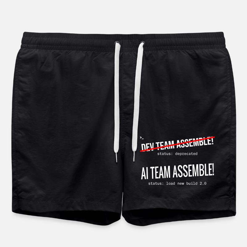 AI Team Assemble – Typografik - Badeshorts - Schwarz
