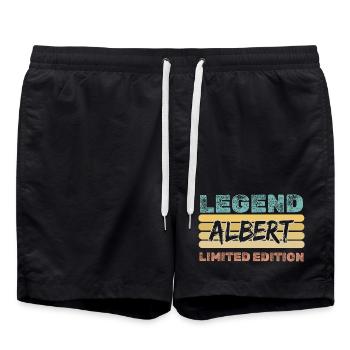 Spruch Albert - Badeshorts - Schwarz - Vorne - AI Model Male 185 light (185cm)