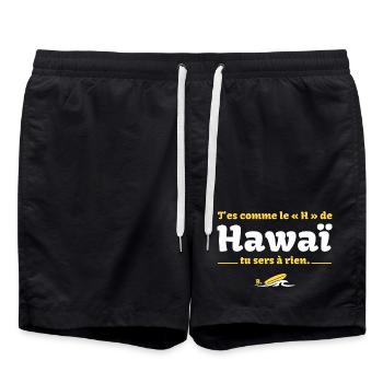 T'es comme le H de HawaÏ, tu sers à rien - Culte - Short de bain - noir - Devant - AI Model Male 185 light (185cm)