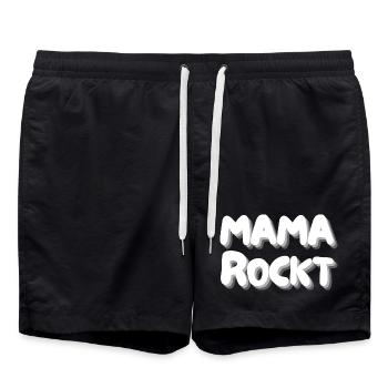 Mama rockt - Badeshorts - Schwarz - Vorne - AI Model Male 185 light (185cm)