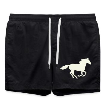 Jumping Stallion Silhouette - Swim Trunks - black - Front - AI Model Male 185 light (185cm)