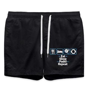Eat Sleep Padel Repeat – Padel Lebensstil - Badeshorts - Schwarz - Vorne - AI Model Male 185 light (185cm)