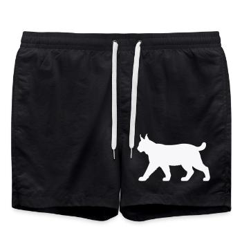 Luchs Silhouette Weiß - Badeshorts - Schwarz - Vorne - AI Model Male 185 light (185cm)