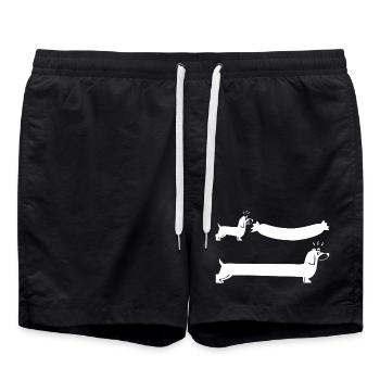 Der weiße Hund und die Wurst - Badeshorts - Schwarz - Vorne - AI Model Male 185 light (185cm)