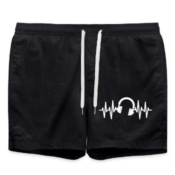 Kopfhörer Musik Herzschlag - Badeshorts - Schwarz - Vorne - AI Model Male 185 light (185cm)