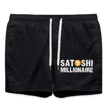 Satoshi Millionaire Cryptocurrency Bitcoin - Swim Trunks - black - Front - AI Model Male 185 light (185cm)