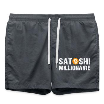 Satoshi Millionaire Kryptowährung Bitcoin - Badeshorts - Anthrazit - Vorne - AI Model Male 185 light (185cm)