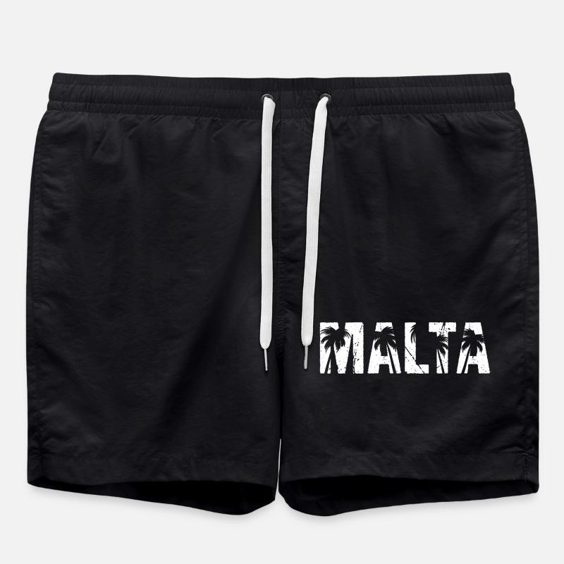 Malta Palm Trees - Swim Trunks - black