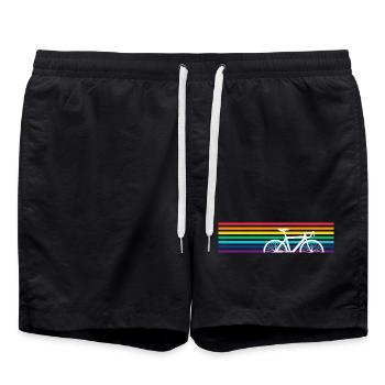 Fahrrad Regenbogen Bunt Fahrradfahrer - Badeshorts - Schwarz - Vorne - AI Model Male 185 light (185cm)