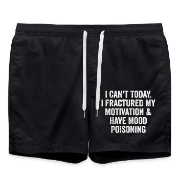 Ich kann heute nicht, ich habe meine Motivation gebrochen und habe Stimmung - Badeshorts - Schwarz - Vorne - AI Model Male 185 light (185cm)