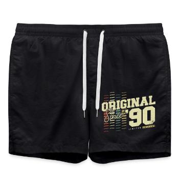 Original 1990's Vintage Vintage Retro Birthday - Swim Trunks - black - Front - AI Model Male 185 light (185cm)