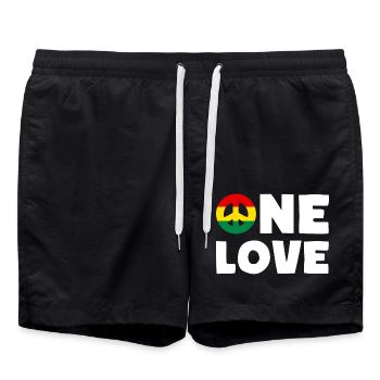 ONE LOVE Peace Jamaica Reggae Rastafari - Short de bain - noir - Devant - AI Model Male 185 light (185cm)