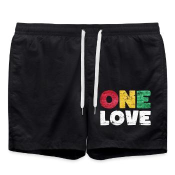 One Love Reggae Musik - Badeshorts - Schwarz - Vorne - AI Model Male 185 light (185cm)