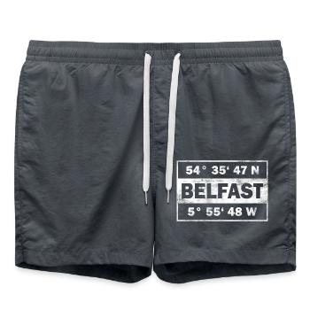 Belfast Coordinates Northern Ireland Belfast - Swim Trunks - anthracite - Front - AI Model Male 185 light (185cm)
