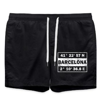 Barcelone Coordonnées Capitale de l’Espagne - Short de bain - noir - Devant - AI Model Male 185 light (185cm)