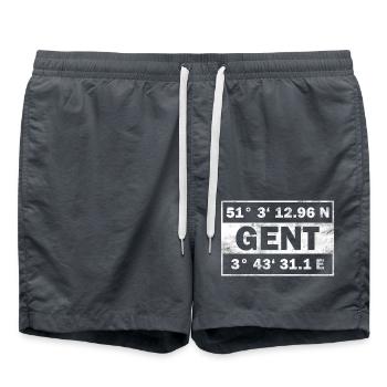 Gent Koordinaten Belgien Stadt Gent - Badeshorts - Anthrazit - Vorne - AI Model Male 185 light (185cm)
