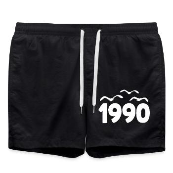 1990 Year Birthday Vintage 1990 - Swim Trunks - black - Front - AI Model Male 185 light (185cm)