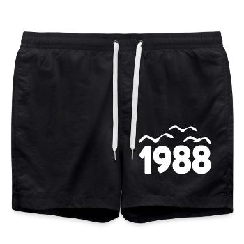 1988 Year Birthday Vintage 1988 - Swim Trunks - black - Front - AI Model Male 185 light (185cm)