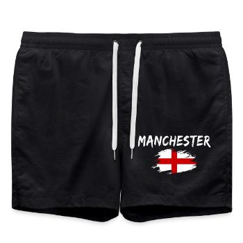 Manchester England - Swim Trunks - black - Front - AI Model Male 185 light (185cm)